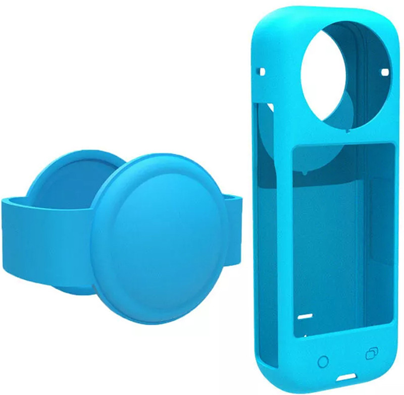 Action Pro Body Grip Camera Mount(Silicone Protective Cover Lens Cap Compatible With Insta-360 X4 Accessory (Blue))