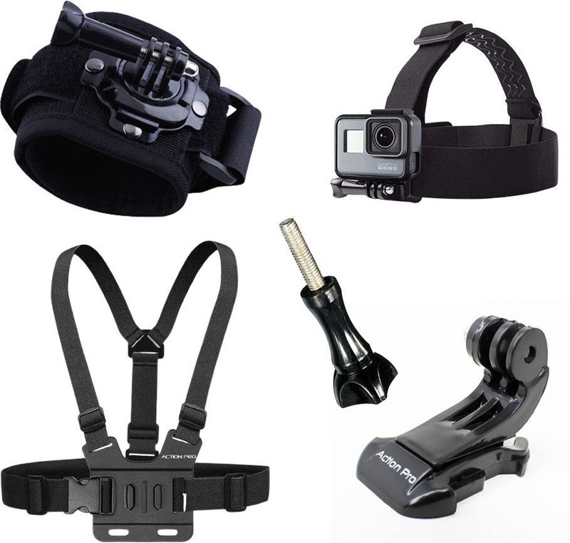 Action Pro Flat Surface Flat Placement Camera Mount(Head Strap, Chest Strap, J Hook, 360 Wrist Strap with Screw For GoPro SJCAM Yi)