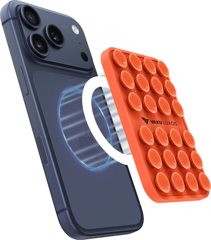 Vaku Luxos Wall Suction Camera Mount(Strong Magnetic Hands-Free Phone Holder with 3X Grip, MagSafe Suction Stand, Orange)