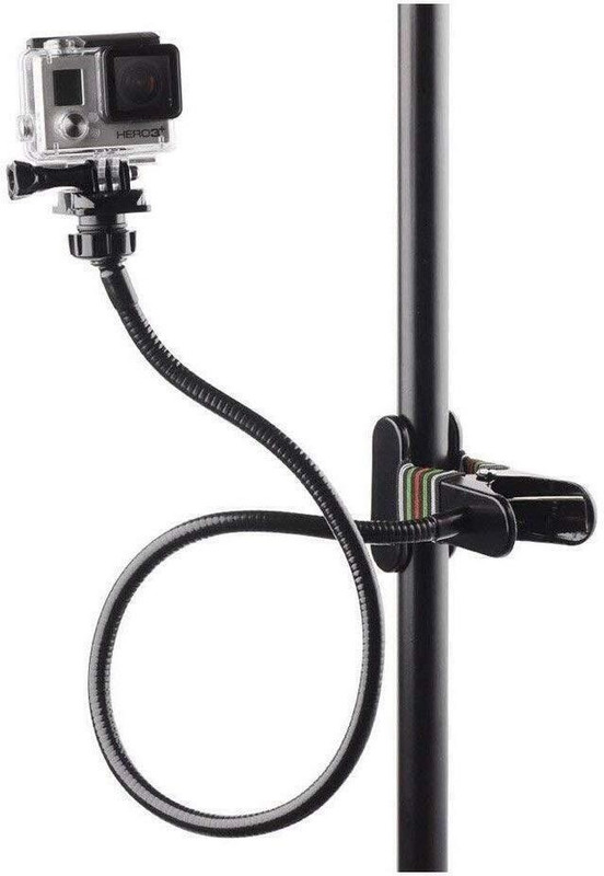 Action Pro Pole Mount Stand Camera Mount(Adjustable 27" Gooseneck Flex Clamp Clip Tripod Mount Compatible with GoPro)