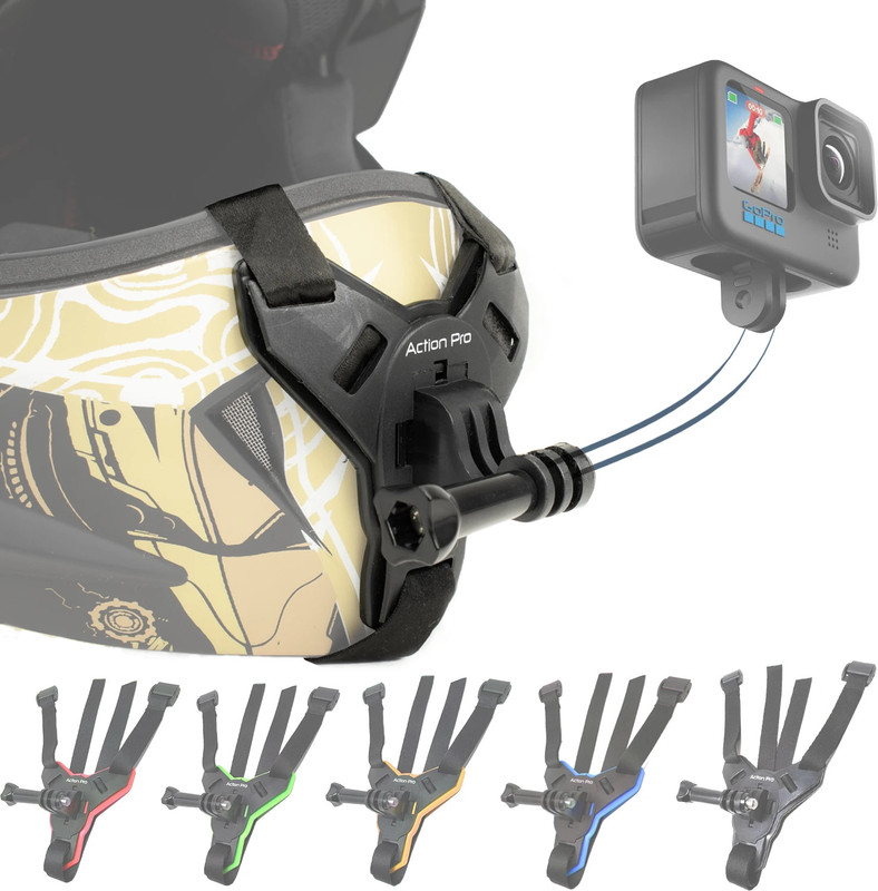 Action Pro Helmet Strap Camera Mount(Helmet Chin Mount Strap for GoPro, SJCAM, Insta360, DJI Osmo,Yi)