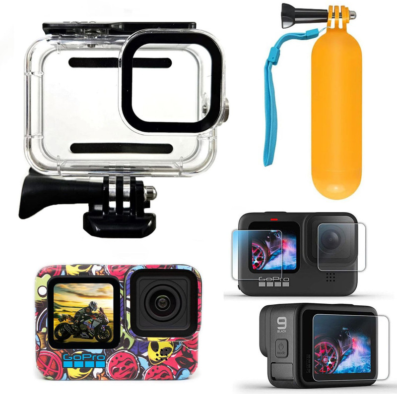 Action Pro Flat Surface Flat Placement Camera Mount(Waterproof case, Bobber, 9H Tempered Glass and GoPro Skin For GoPro 9/10/11/12)