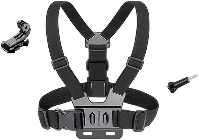 TECHNUV Body Strap Camera Mount(Chest Belt J-Hook with Screw GoPro Hero 11 10 9 8 7 6 5 4 3+ 3 SJCAM Yi 4K Eken)