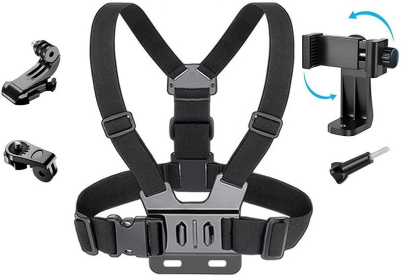 ZARRY Adjustable Chest Strap Harness Mount Mobile Action Camera Moto Vlogging Camera Strap(Black)