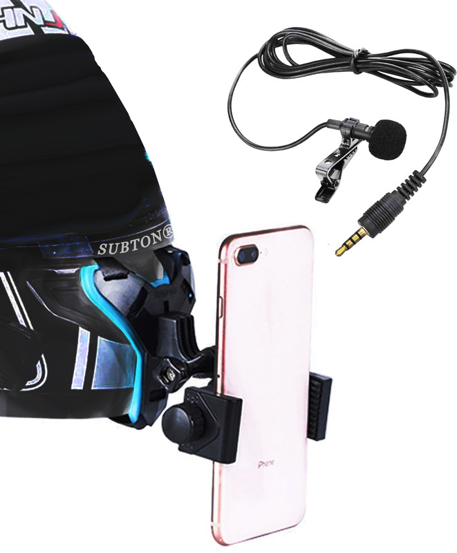 subton Helmet Strap Camera Mount(Helmet Camera Mount Mobile Setup For MotoVlogging|Chin Mount-360 Mobile Clip+Mic)