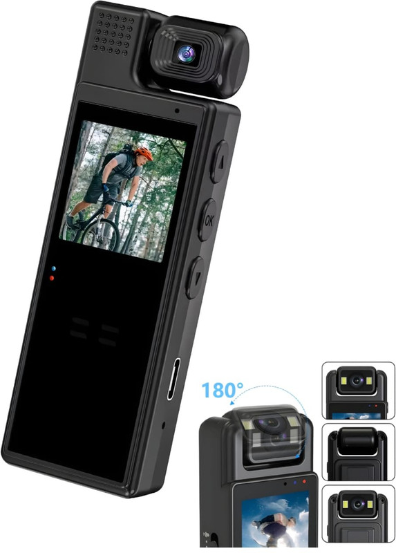 Omexcart 1 4K WiFi Security Body Cam Display Screen Loop Recording Sports and Action Camera(Black, 5 MP)