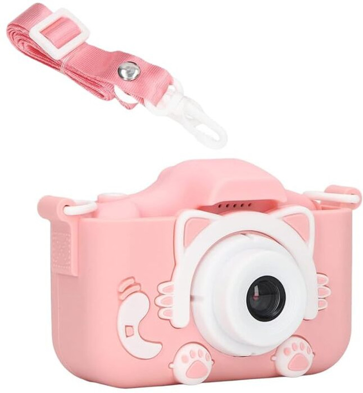 Rhobos Cute 12MP Kids Camera – Dual Lens, 1080P Video, Pink, with Lanyard 0 Point & Shoot Camera(Pink)