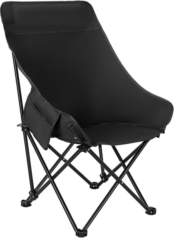 hirva creation Foldable Camping Chair with High Backrest, Side Pocket & Carry Bag – Multicolor Cam