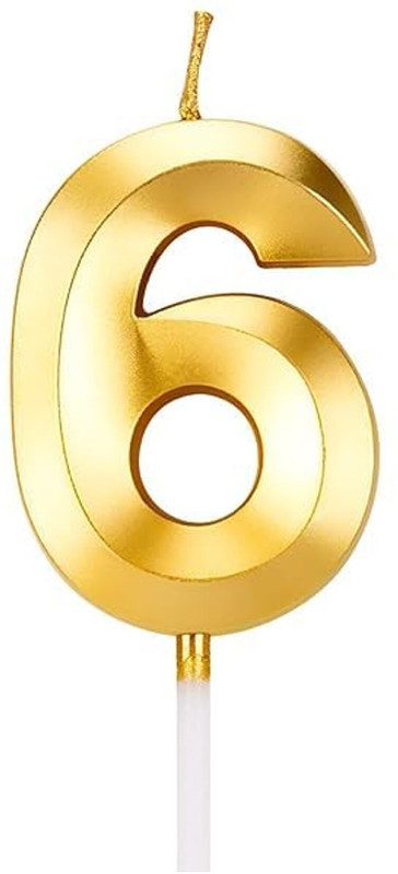 Urban Magic Birthday Candle Number - 6 Candle(Gold, Pack of 1)