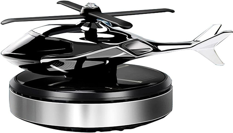 carfrill Air Freshener Helicopter Solar Energy Rotating Aromatherapy Diffuser for Car Portable Car Air Purifier(Silver)