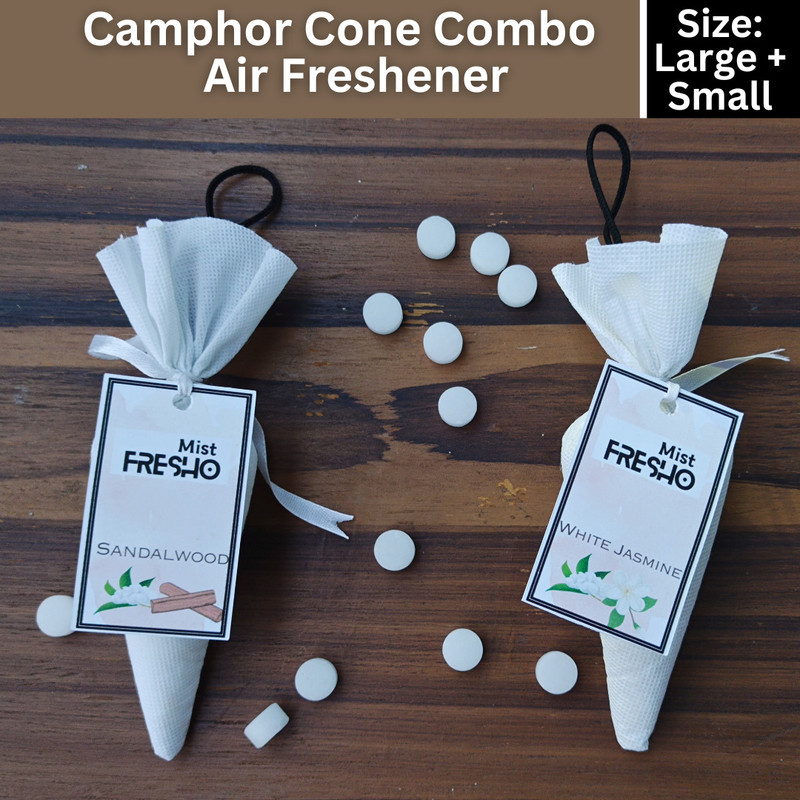 Mist Fresho COMBO SET Of Camphor Cone Air Freshener - ( Large+Small ) - Sandalwood, White Jasmine Air Purifier(Pack of 2)