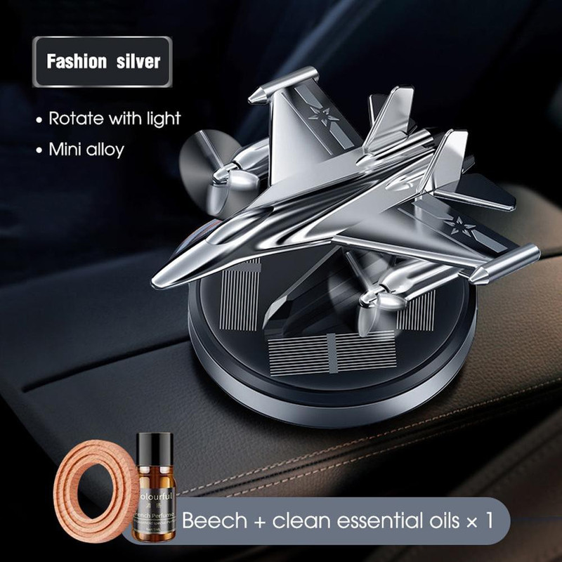 WLEWORLDLOOKENTERPRISES ™Fighter Jet Metal Solar Perfume For Car, Air Freshener Car Fragrance, Silver Air Freshener Car Fragrance, Solar Rotating Perfume For Dashboard, Work Station Air Purifier(Pack of 1)