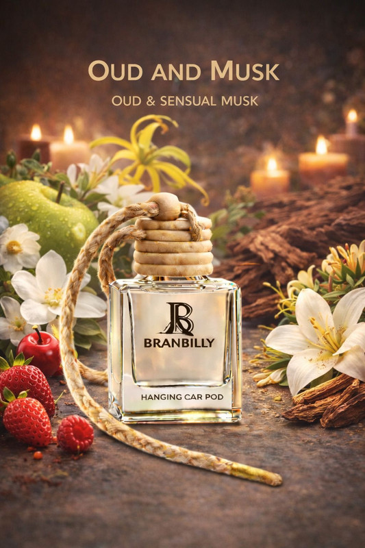 BranBilly Woody Musky Hanging Car Perfume | 45+ Days Long Lasting | Oud Musk Premium Fragrance Air Purifier(Pack of 1)
