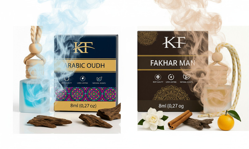 Litok Car Perfume Luxury Hanging Pod (Combo pack) – Premium Arabic Oudh & Fakhar Man | Leak Free & Long Lasting | 60Days | Car Perfume pod (8ml) each. Air Purifier(Pack of 2)