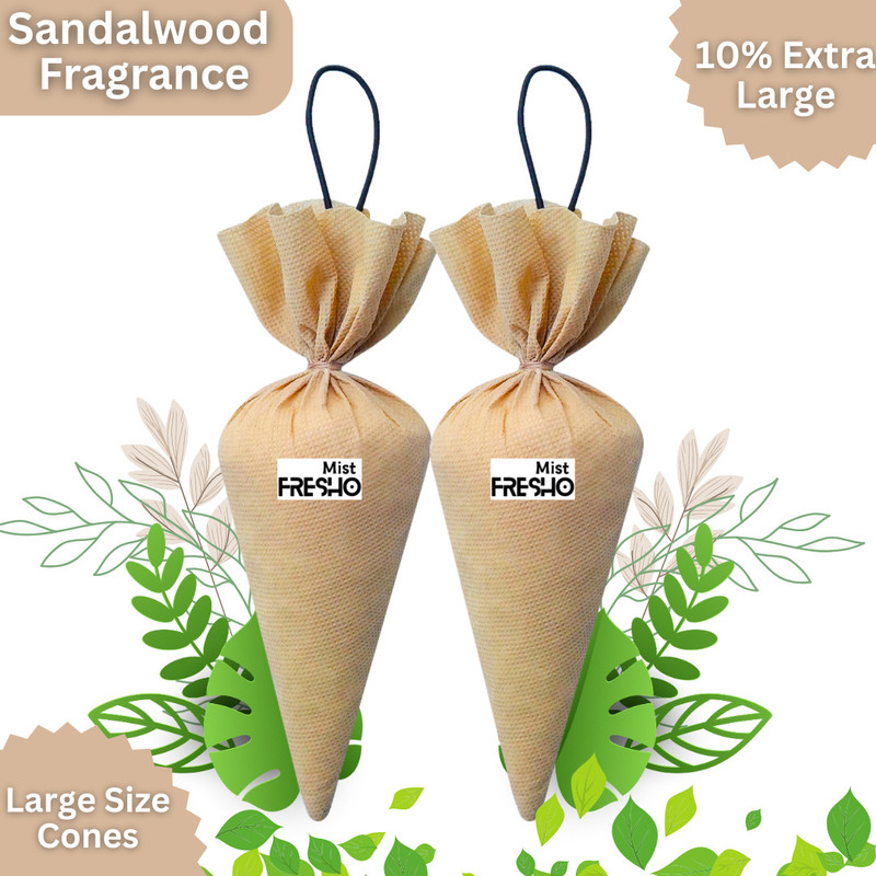 RAHARSH CAM-SAN-COM2 Camphor Cone Air Freshener for Car, Room- SANDALWOOD Fragrance (set of 2) Air Purifier(Pack of 2)