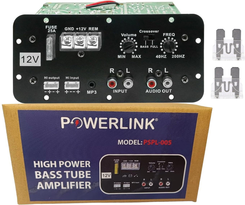 Powerlink 12V Dual Channel 120W Car Multi Channel Amplifier Stereo,(2 FUSE INCLUDED) Mono Class AB Car Amplifier
