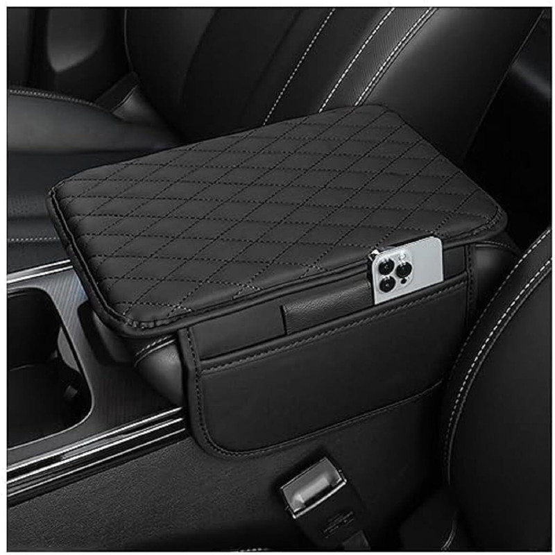 Vishbin Car Center Console Cover/pad Genuine Leather, Universal Armrest mat Car Armrest Cover