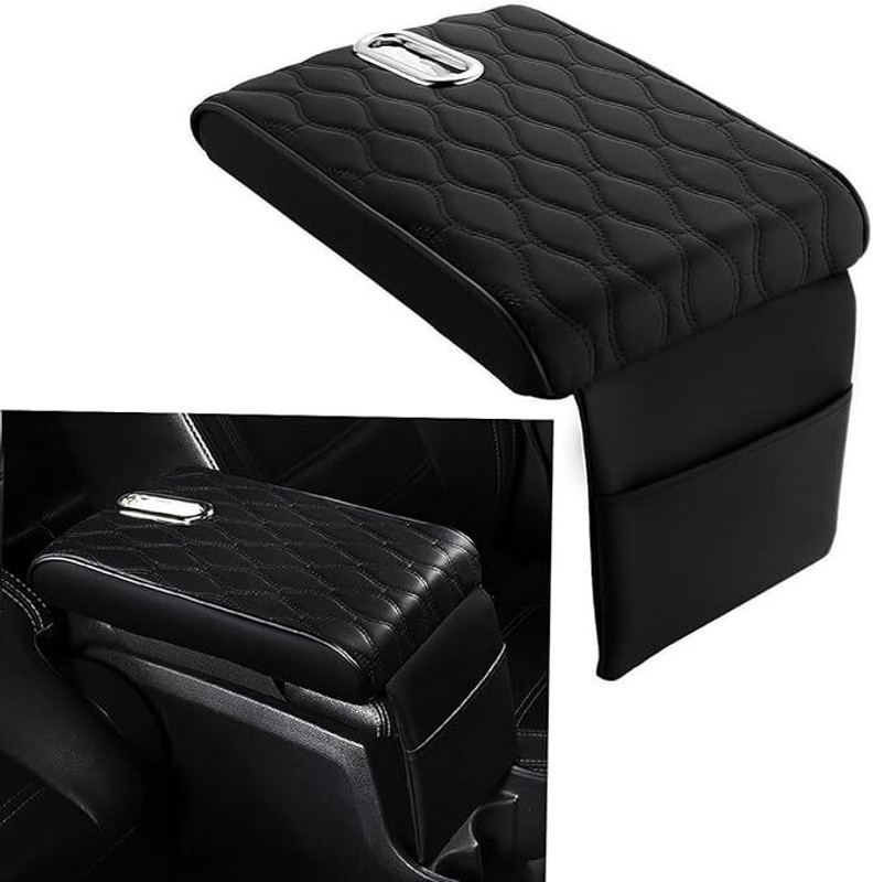 MSVTRADESS Car Armrest With Storage Bag Leather Hand Rest Support Cushion Tissue Box Car Armrest Pad Cushion