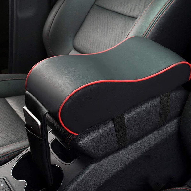 HUUSO X3 Memory Foam Black & Red Car Armrest Pad Cushion