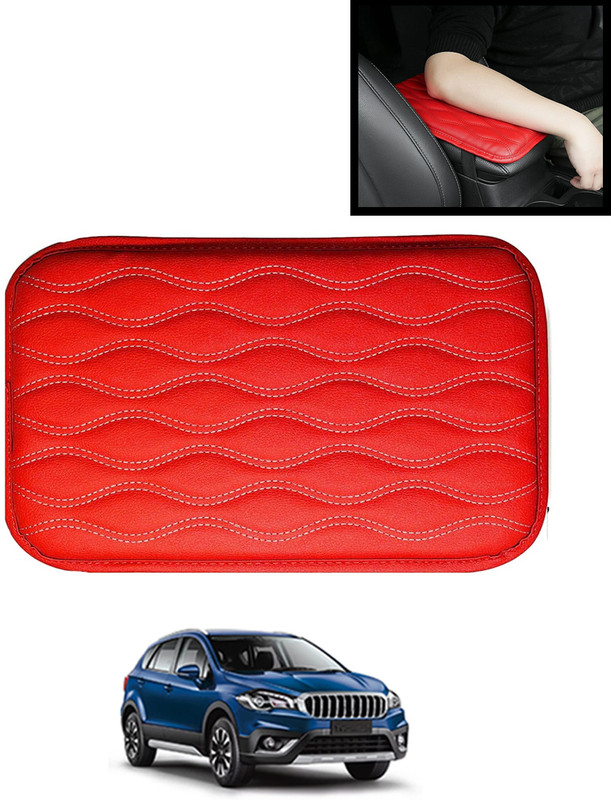 MSNP Universal Rectangle Leather ArmRest Cover Red For Car-221 Car Armrest Cover