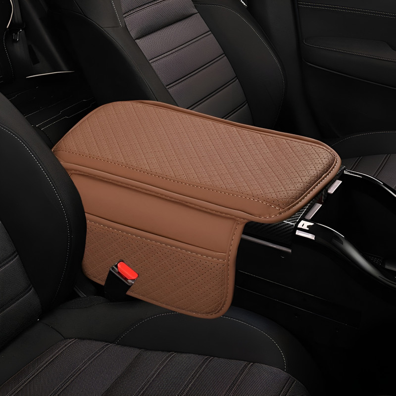 HUUSO X5 Quilted Brown Car Armrest Pad Cushion