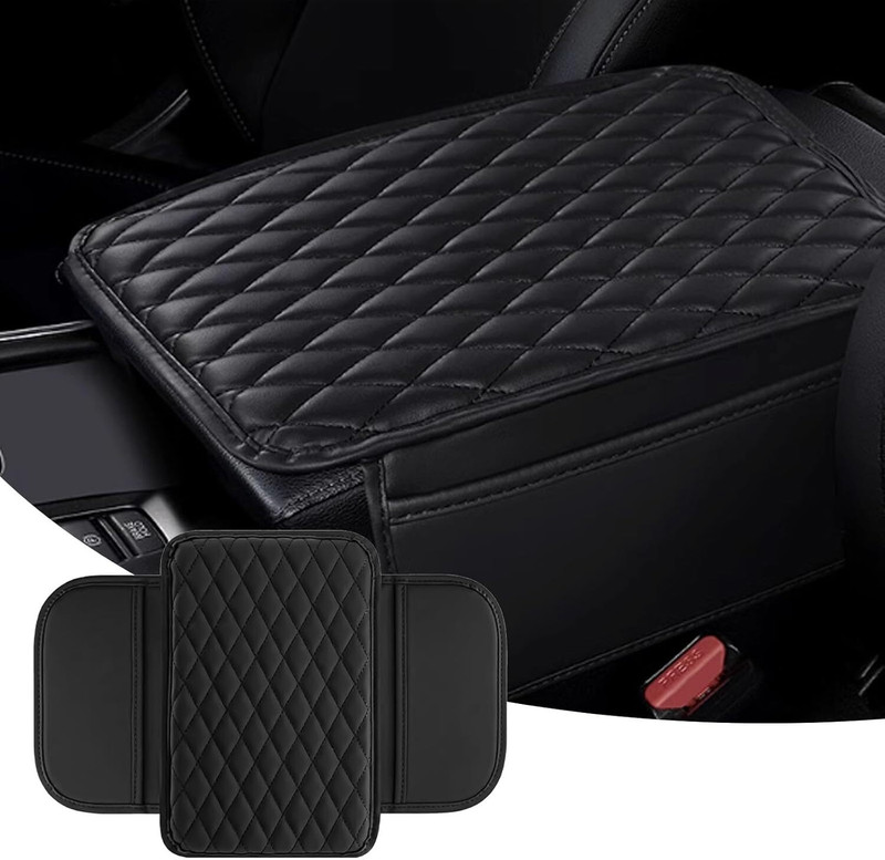 Bonsly Car Center Console Cover, Upgraded Leather Armrest Seat Box Cover Car Armrest Cover