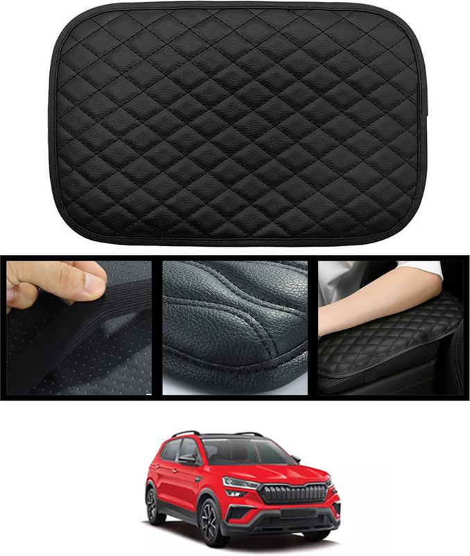 ABJD PU Leather Car Protect Armrest From Scratch & Stains Cover with Elastic Band-167 Car Armrest Pad Cushion