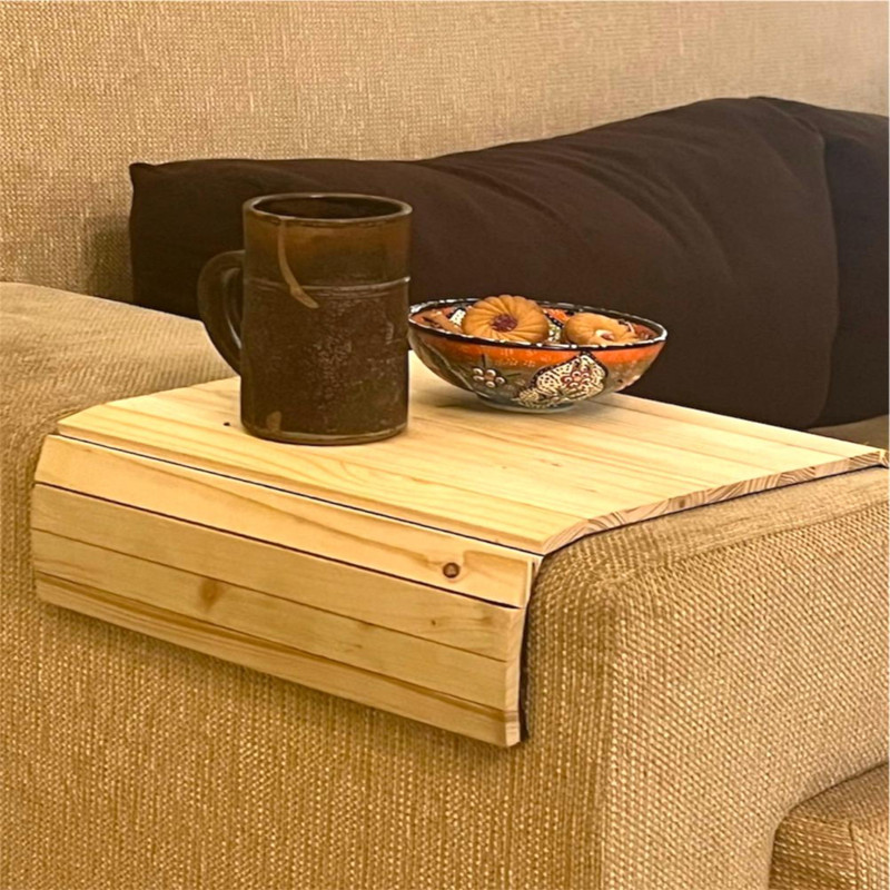 Tvm Sofa Armrest Tray | Handcrafted Acacia Wood | Flexible and Foldable Car Armrest Pad Cushion