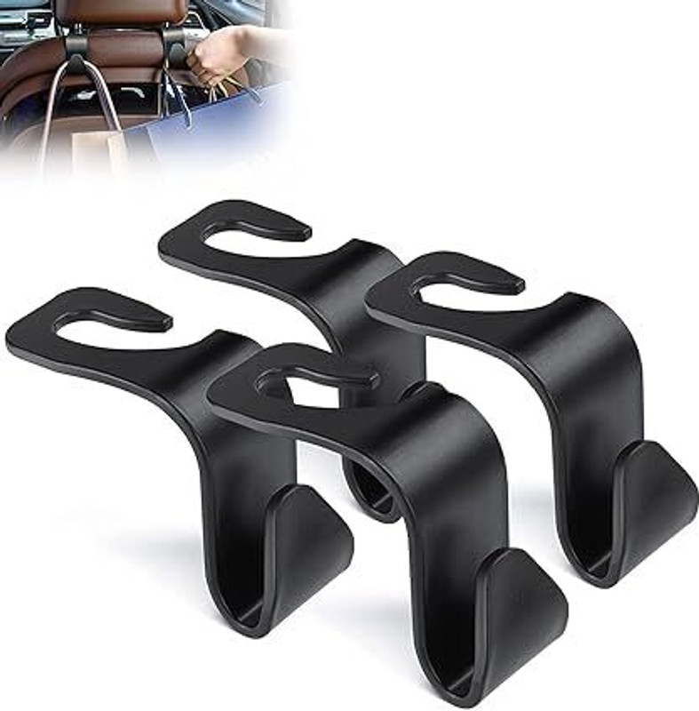 VIROVIA Seat Headrest Hook, 4 Pieces Plastic Hanging Storage Holder Car Storage Bag(0 L)