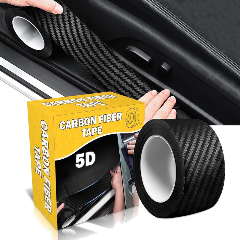 BHAVRUTT Anti Scratch Carbon Strips Fiber Protection Tape Film Tape Car Door Edge Guard Car Beading Roll For Bumper, Door, Trunk, Window Sill(5 m)