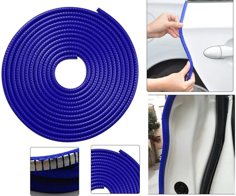 JMD GLOBAL SALES Flexible Car Door Edge Guard Protector U-Shape Rubber Sealing Strip Beading Trim Sound Insulation Soundproof Door Seal 5 Meter, Blue Colour Car Beading Roll For Door(5 m)