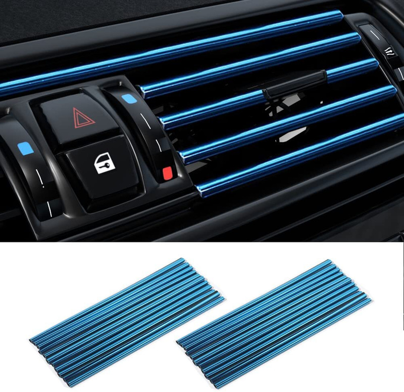 Diyansh 20Pcs Blue Decorative Car AC Vent Strip, Interior AC Strip For All Car Models Car Beading Roll For Grill and Garnish Cover(19 m)