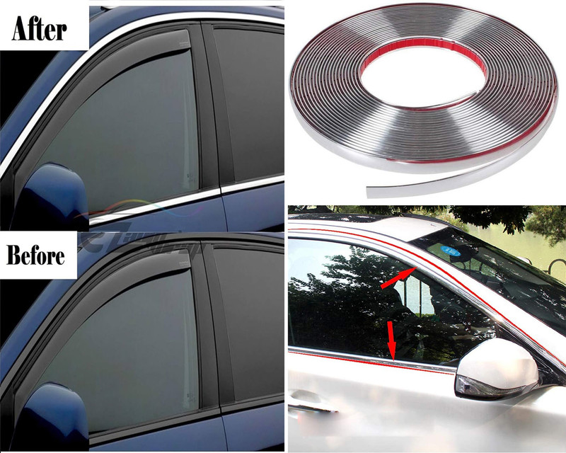 Auto E-Shopping Decorative Chrome Exterior Car Beeding Roll 10mm x 10Mtr Car Beading Roll For Window, Bumper, Door, Grill and Garnish Cover, Bonnet(10 m)