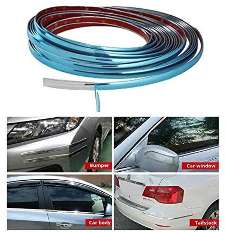 QNJL 10mm Flexible Car Chrome Beading Car Door/Window/Bumper Edge Protection Car Beading Roll For Door(10 m)