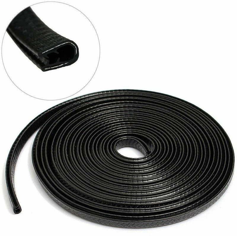 LAVITRA U Shape Edge Trim Rubber Strip Seal Protector Car DoorGuard Cars (16ft/5 mBlack) Car Beading Roll For Bumper, Door, Trunk, Window Sill(5 m)