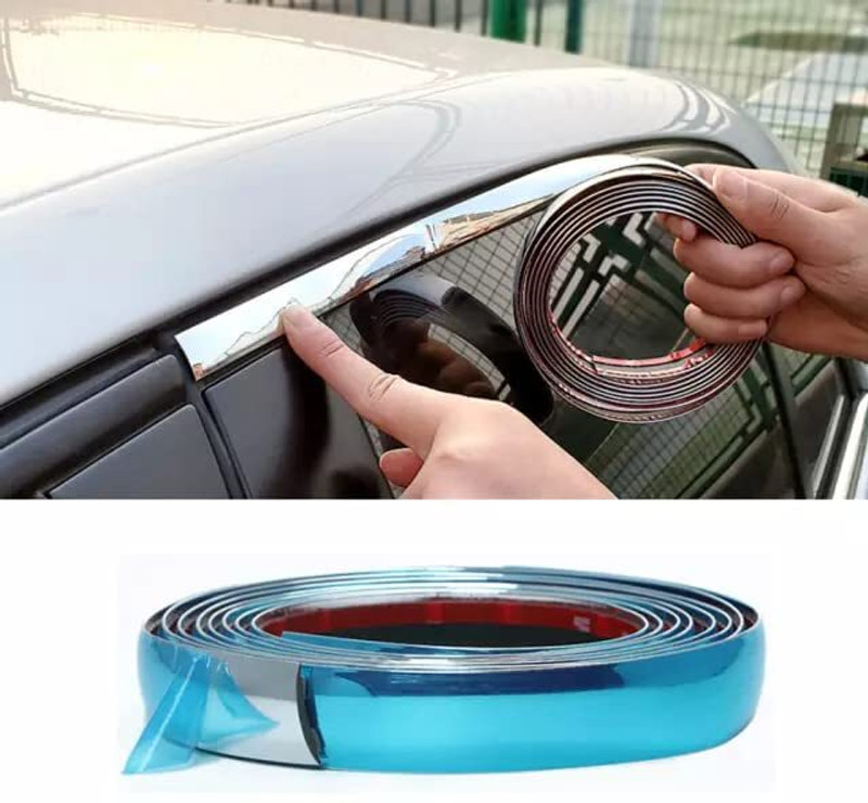 RINTL Side Beading Roll Window Chrome 05 Meter for All Cars (10mm) Car Beading Roll For Window(5 m)