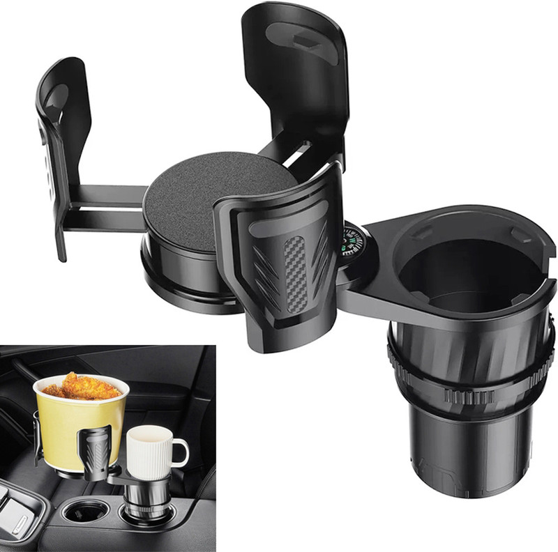 AVX AUTO Car Multifunctional Retractable Rotating Bottle and Cup Holder with Compass - Car Bottle Holder(Plastic)