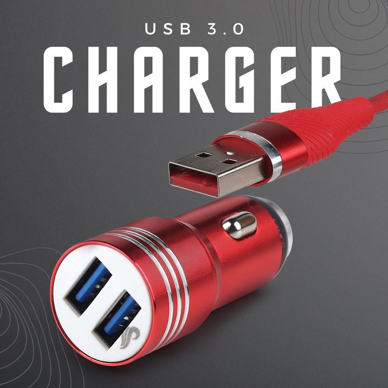 Chaebol 61.2 W Turbo Car Charger(Red, With USB Cable)