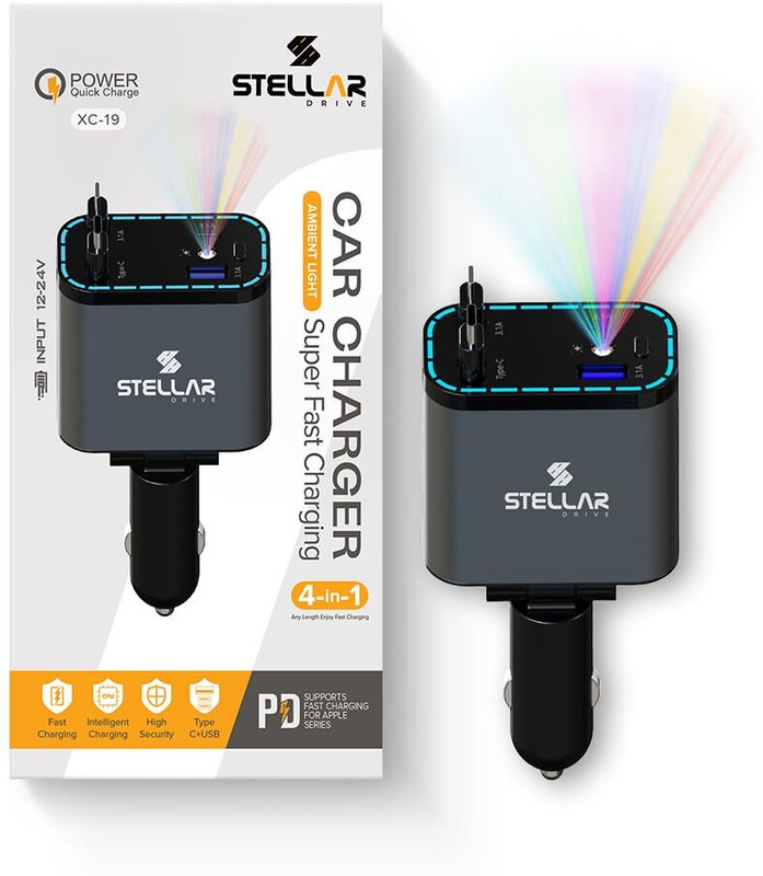 STELLAR DRIVE 90 W Turbo Car Charger(Black, With USB Cable)