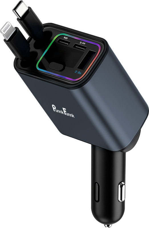 PunnkFunnk 120 W Qualcomm Certified Turbo Car Charger(Black, With USB Cable)
