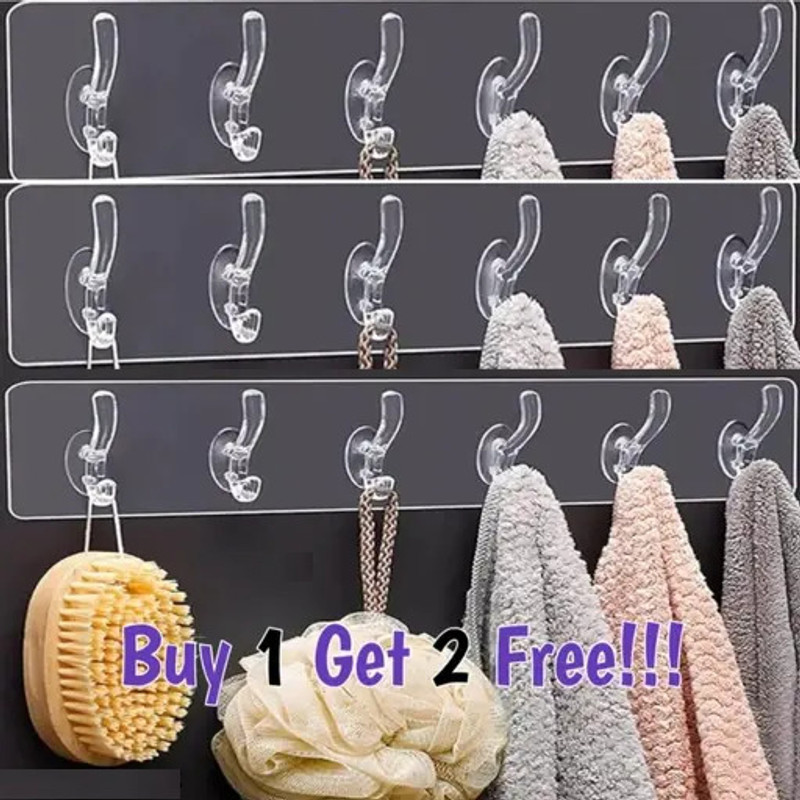 Nilpari 6in1 Adhesive Sticker 18 Hook Heavy Duty Sticky Hooks for Hanging(PACK OF 3) Car Coat Hanger