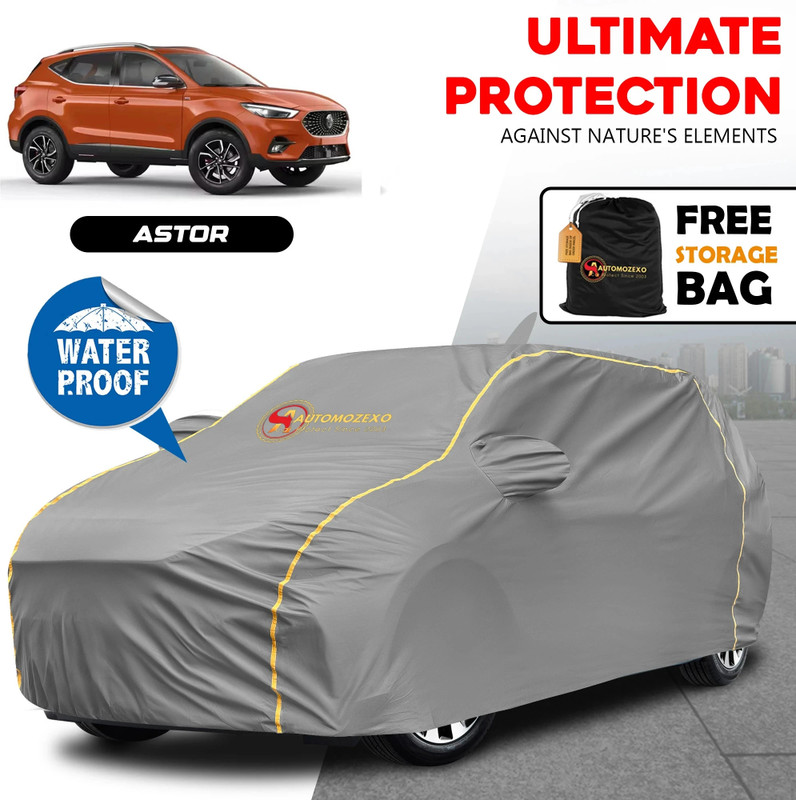 AUTOMOZEXO Car Cover For MG Astor (With Mirror Pockets)(Grey)