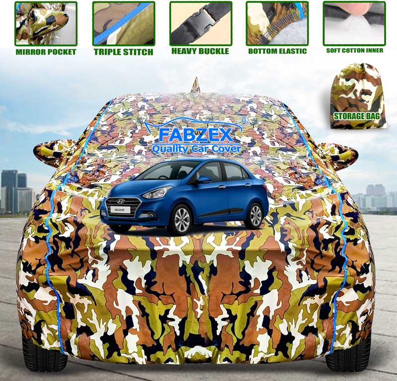 FABZEX Car Cover For Hyundai Xcent, Xcent 1.1 CRDi Base, Xcent 1.1 CRDi S, Xcent 1.2 VTVT E Petrol, Xcent 1.2 CRDi E Diesel, Xcent 1.2 VTVT SX Petrol, Xcent 1.2 VTVT S Petrol (With Mirror Pockets)(Multicolor, For 2014, 2015, 2016, 2017, 2018, 2019 Models)