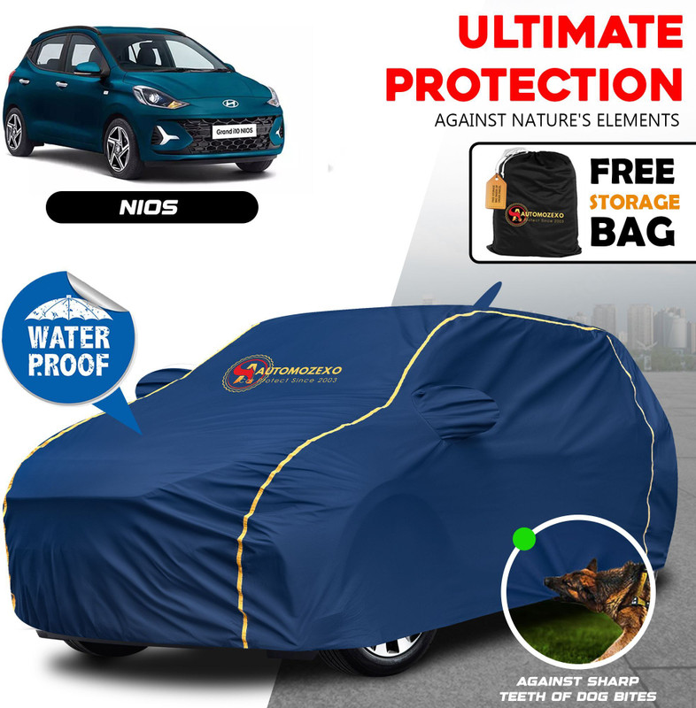 AUTOMOZEXO Car Cover For Hyundai Grand I10 Nios Magna 1.2 Kappa VTVT, Grand I10 Nios Sportz AMT 1.2 CRDi (With Mirror Pockets)(Blue)