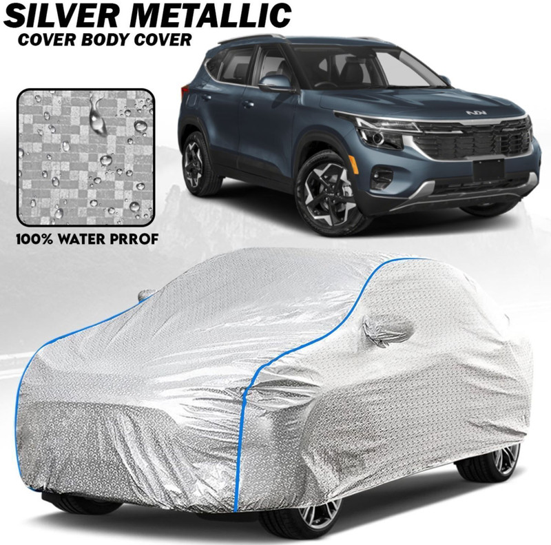 FABZEX Car Cover For Kia SELTOS (With Mirror Pockets)(Silver)