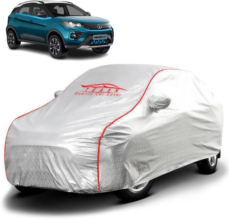 TEASN Car Cover For Tata Nexon EV, Nexon EV XM, Nexon EV XZ Plus, Nexon EV XZ Plus LUX (With Mirror Pockets)(Silver, For 2012, 2013, 2014, 2015, 2016, 2017, 2018, 2019, 2020, 2021, 2022, 2023, 2024, 2025 Models)