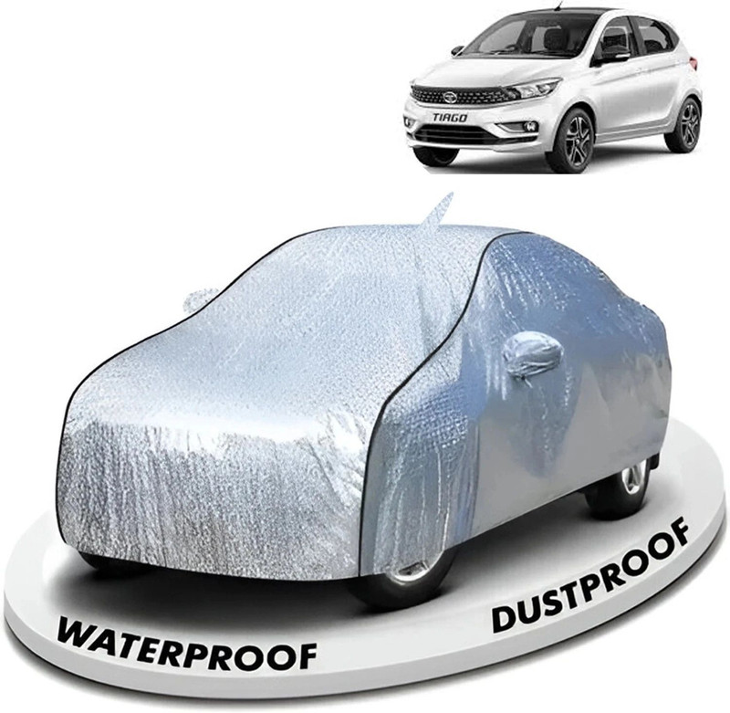 CARZEX Car Cover For Tata Tiago (With Mirror Pockets)(Silver)
