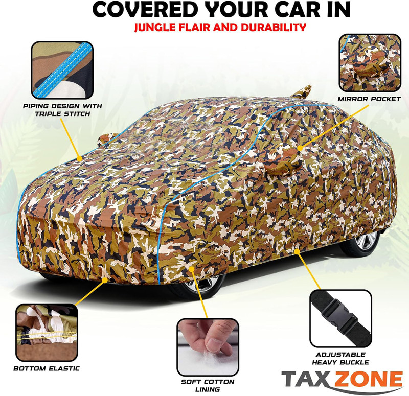 TAXZONE Car Cover For Hyundai Verna, Verna Facelift, Verna Fluidic INHR, Verna CRDi 1.6 E, Verna 1.5 ABS (With Mirror Pockets)(Multicolor, For 2020, 2021, 2022, 2023, 2024 Models)