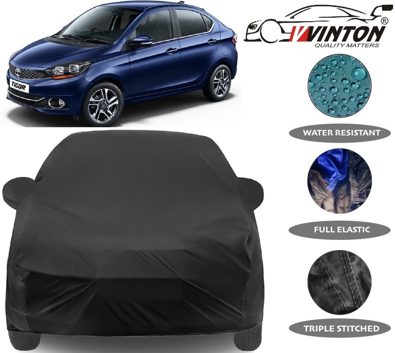V VINTON Car Cover For Tata Tigor (With Mirror Pockets)(Black)