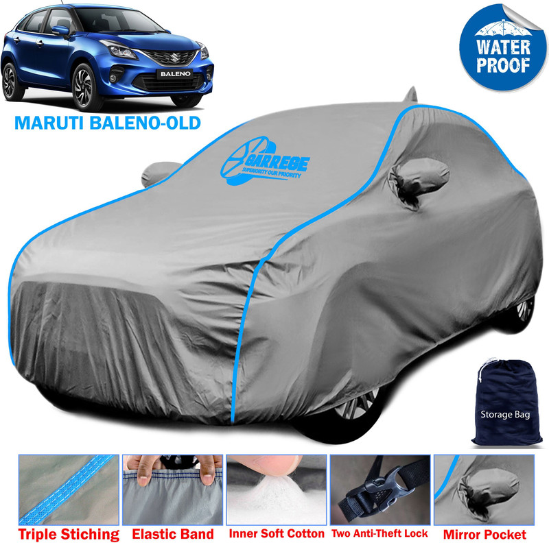 GARREGE Car Cover For Maruti Suzuki Baleno, Baleno 1.2 Zeta, Baleno 1.3 Sigma (With Mirror Pockets)(Grey, For 2015, 2016, 2017, 2018, 2019, 2020, 2021, 2022, 2023, 2024, NA Models)